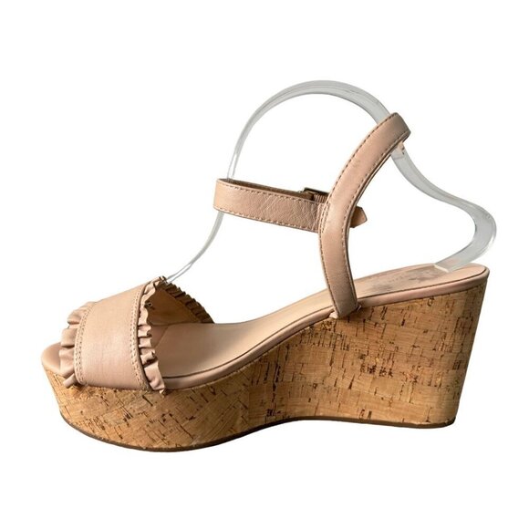 KATE SPADE NY Tomas NEW Leather Platform Wedge Sandal Strappy Nude Womens Sz 10M - Picture 9 of 13